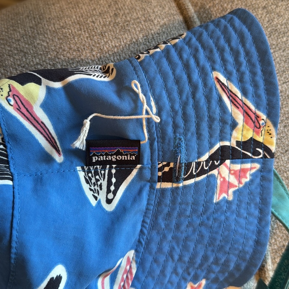 Patagonia Baby Sun Bucket Hat Sz 12-24 Months Amigos Vessel Blue - Picture 3 of 7